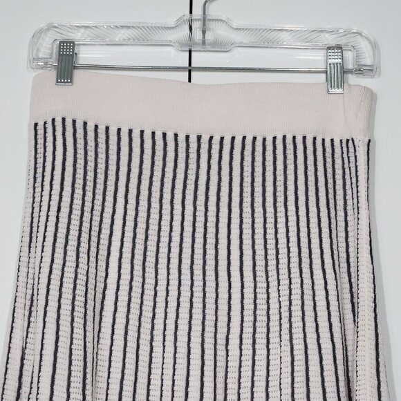 Club Monaco Knit Midi Striped Pattern Skirt Size M Navy/White - Picture 2 of 5